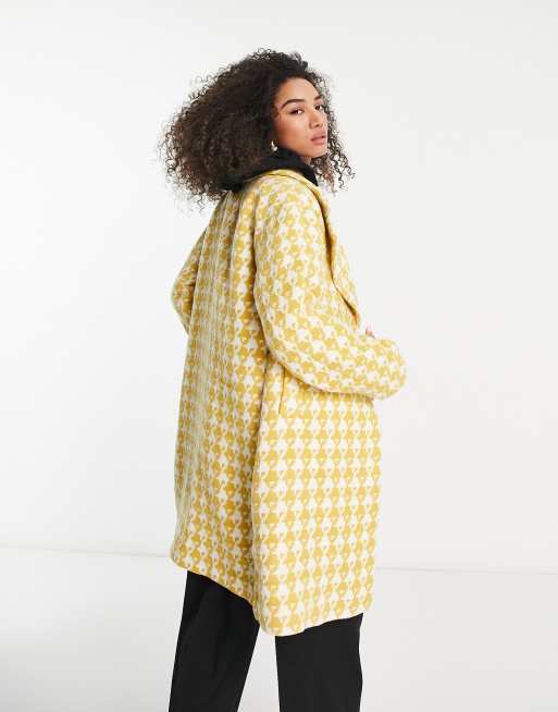 Y.A.S Manteau oversize motif pied de poule Jaune ASOS