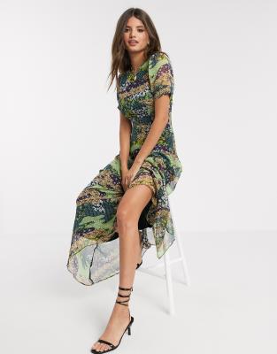 mixed floral maxi dress