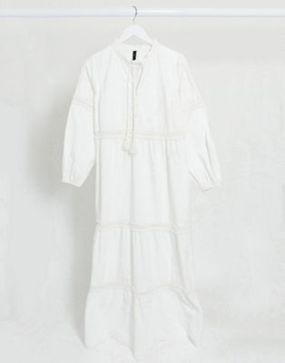 white cotton long sleeve maxi dress