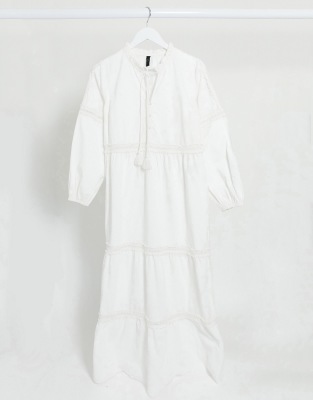 white cotton maxi dress with sleeves