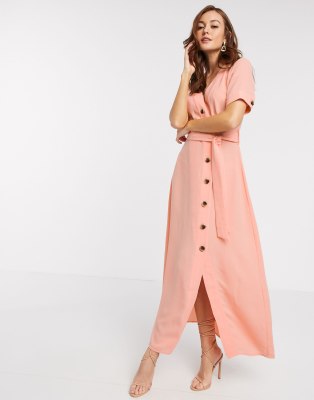 coral pink maxi dress