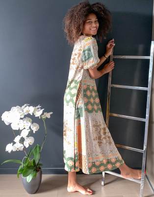 scarf print maxi dress