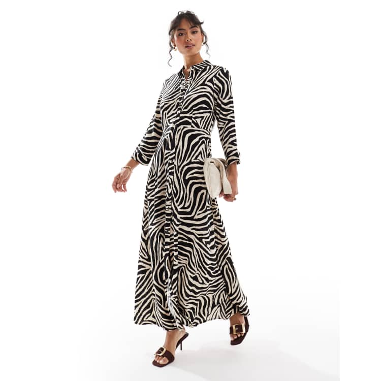 Y.A.S – Maxi-Hemdblusenkleid mit Zebramuster | ASOS