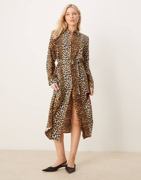 YAS – Maxi-Hemdkleid mit Leopardenmuster und Bindeband in der Taille - view 1