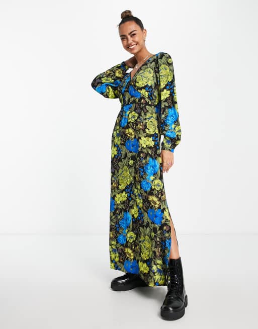  - Maxi jurk met lange mouwen en bloemenprint in multi | ASOS