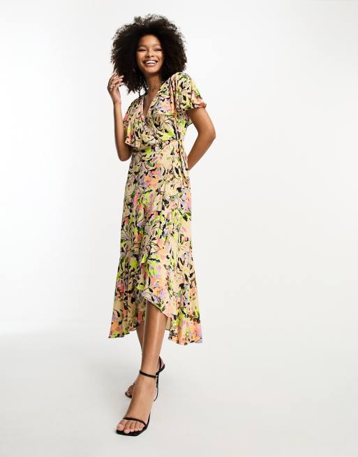 Y.A.S Maxi jurk met overslag en bloemenprint ASOS