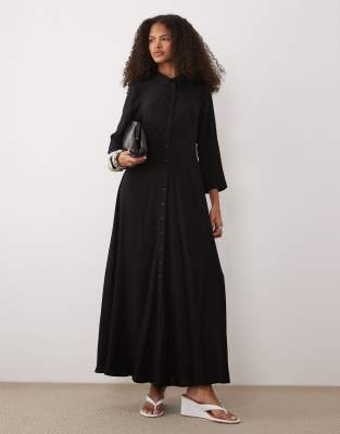 YAS YAS maxi shirt dress in black - BLACK