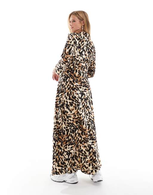 Y.A.S maxi shirt dress in black leopard print, 2 of 4