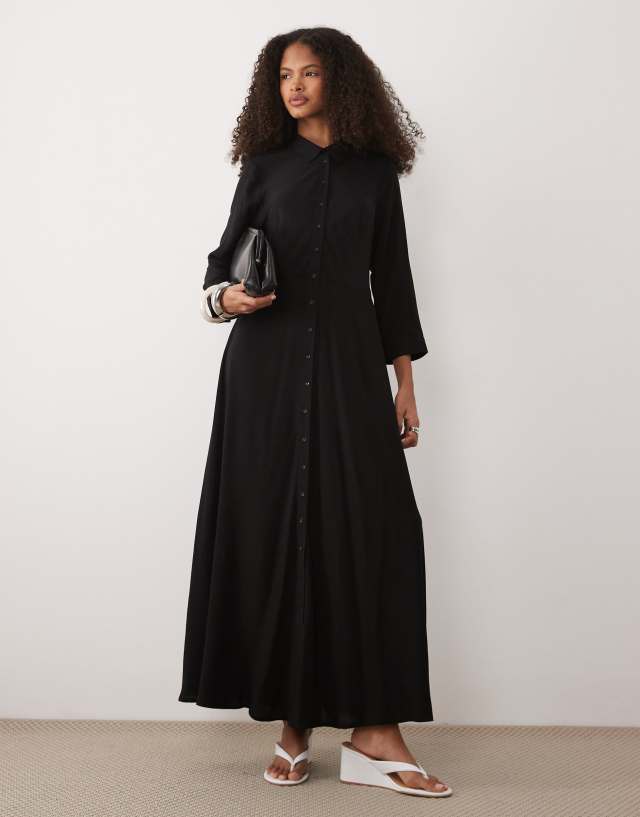 Y.A.S - Savanna Long Shirt Dress - Black