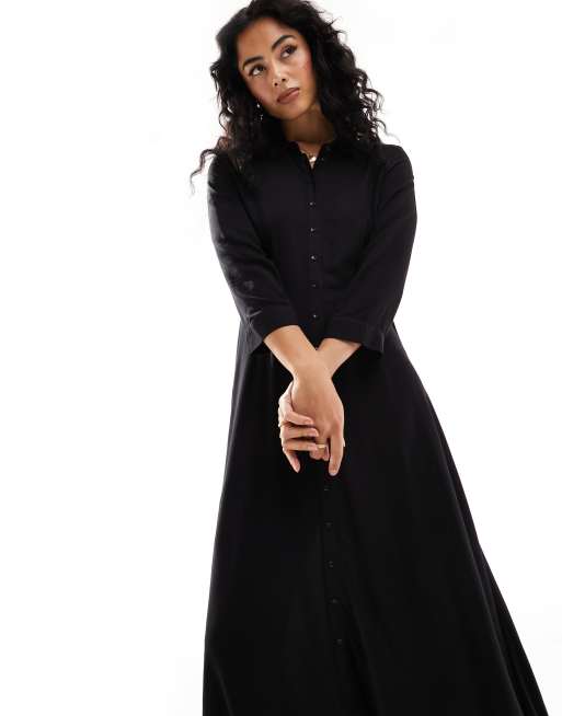 Black maxi best sale shirt dress