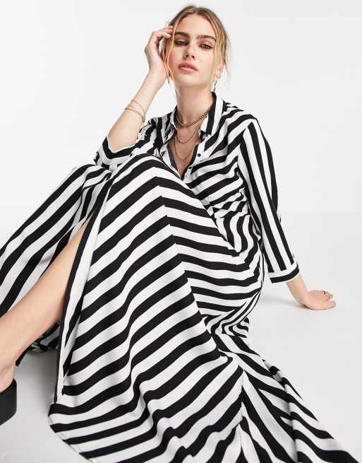 Maxi striped sales shirt dress