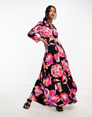 Y.a.s. Maxi Shirt Dress In Floral Print-multi
