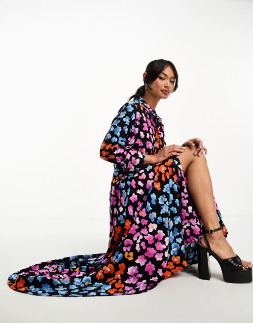 Floral printed maxi store shirt dress