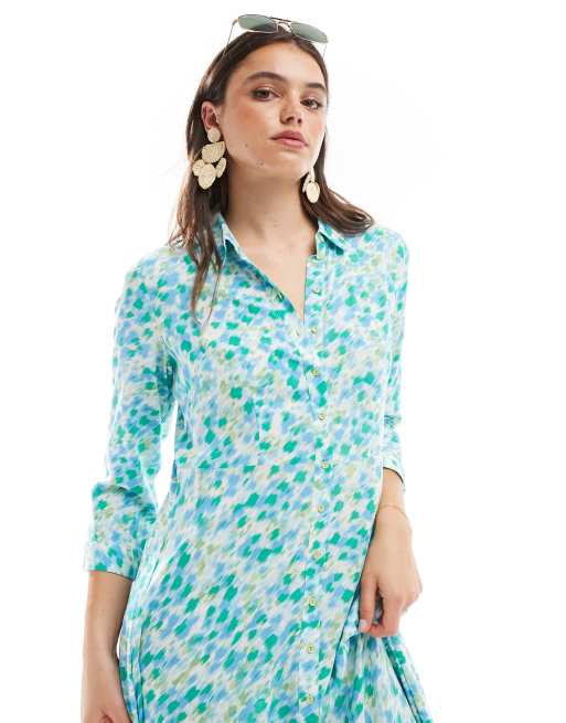 Flower print shirt dress sales