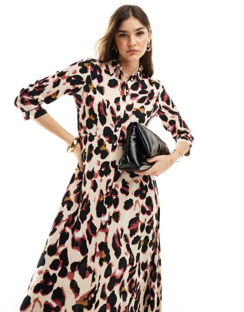 YAS maxi shirt dress in leopard print - MULTI - view 1