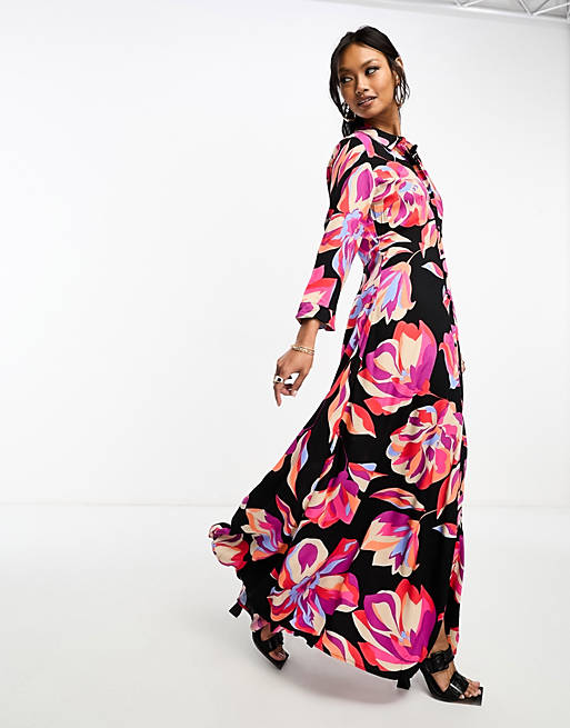 Y.A.S maxi shirt dress in oversized floral print | ASOS
