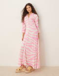 [YAS] YAS maxi shirt dress in oversized pink zebra print M Pink Zebra