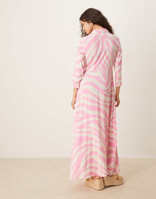 Satin River Island Pink Zebra Dress Black Zebra Print Maxi Dress