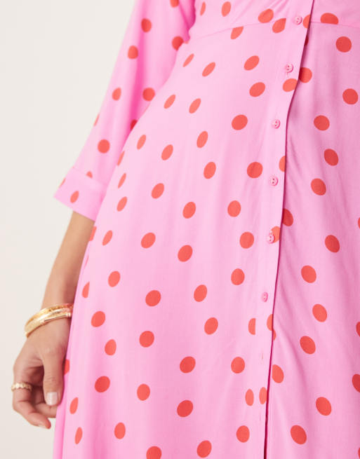 open lace back dress Pink Polka Dot Madeira Midi Dress main image 1