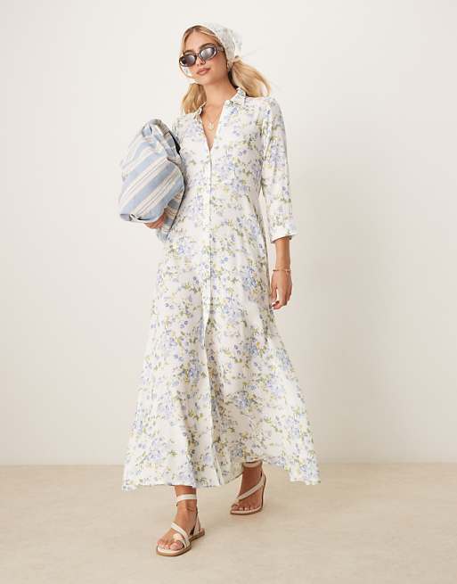 maxi shirt dresses Lighthearted Days Green Stripe Belted Button Front Dress line shaped skirt ASOS DESIGN maxi shirt dress