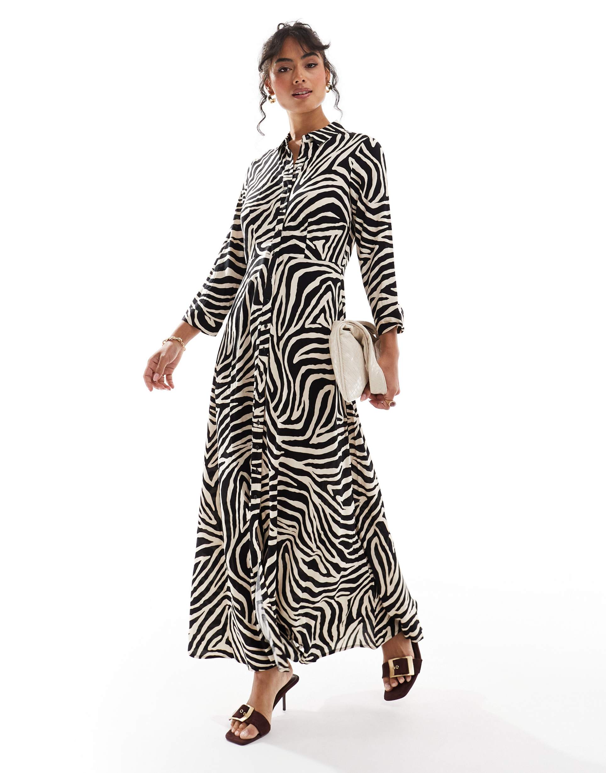 yas maxi shirt dress in zebra print