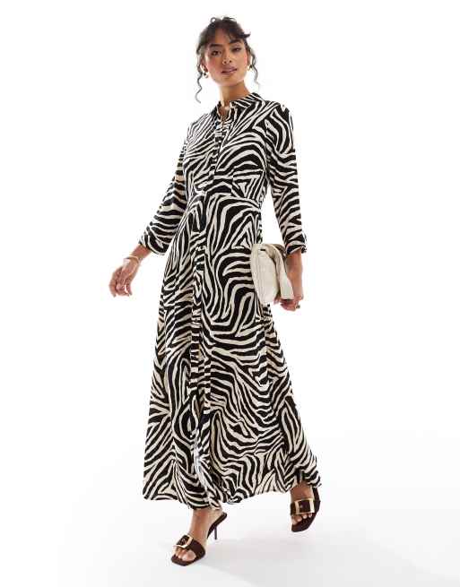 YAS - Maxi-skjortekjole med zebraprint