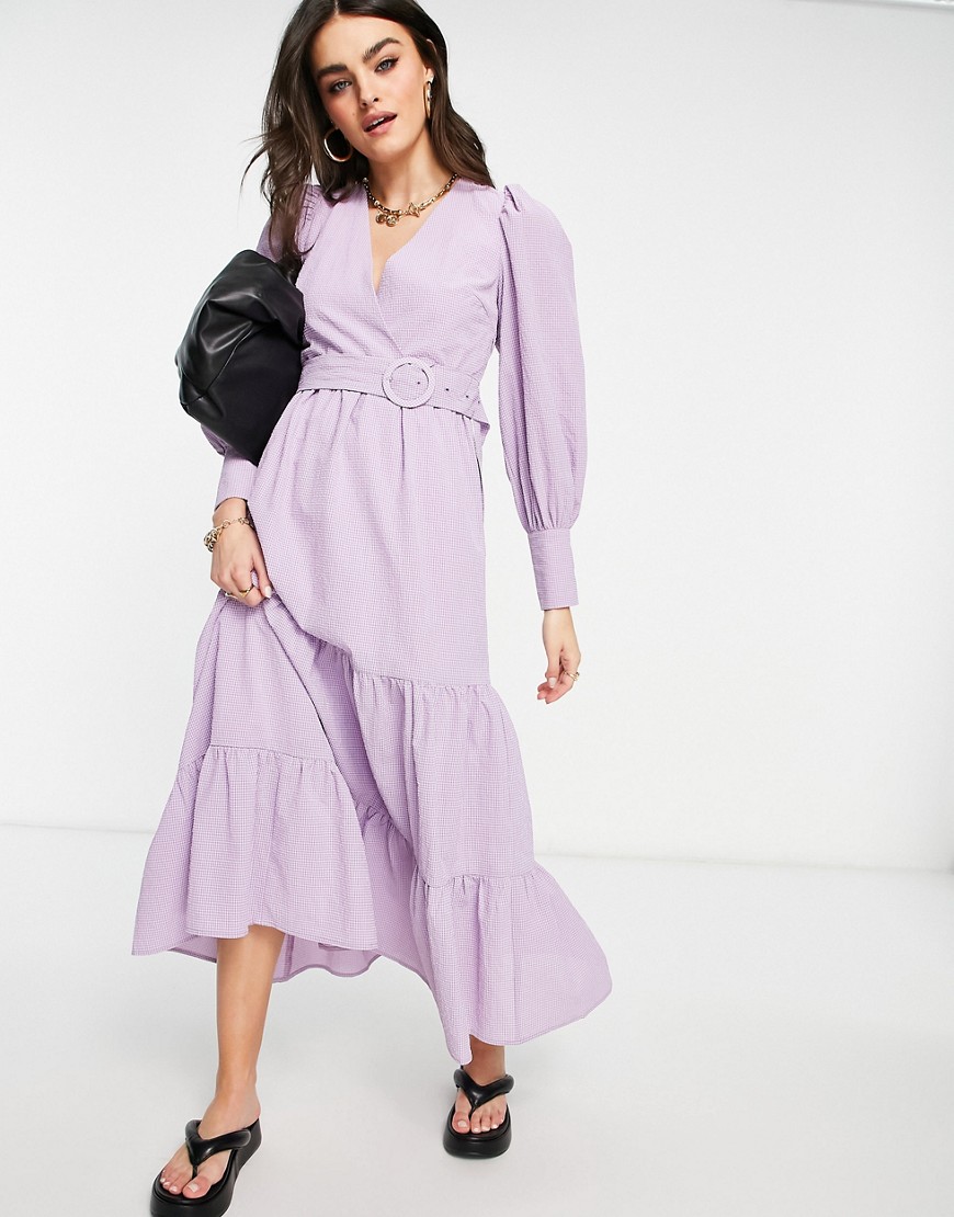Y. A.S maxi smock dress with belt detailing and tiered skirt in lilac-Purple