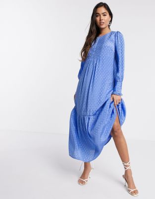blue spot maxi dress