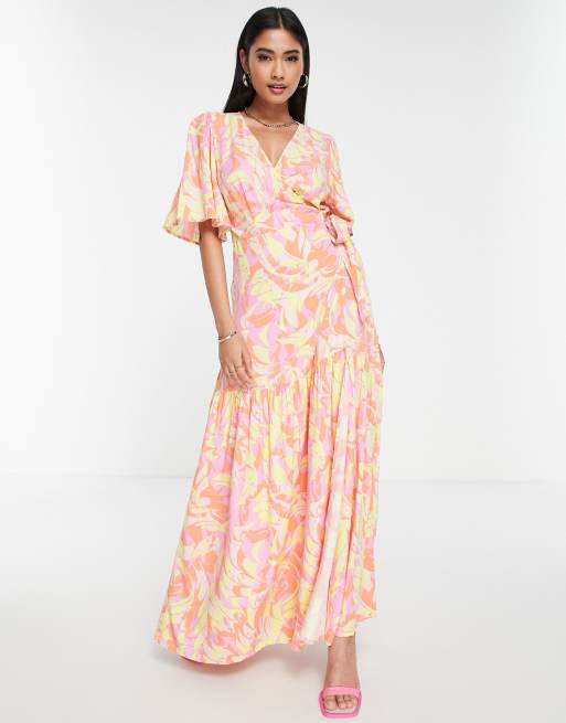 Y.A.S - Maxi wikkeljurk met gestrikte taille in multi print