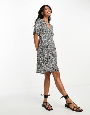 YAS Y.A.S mesh midi dress in black