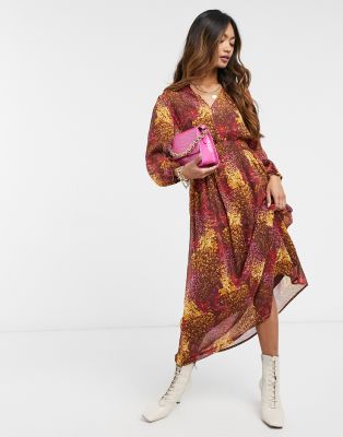 rust chiffon dress