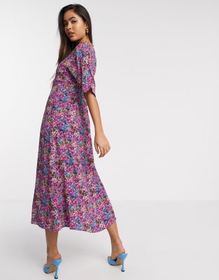 bright floral midi dress