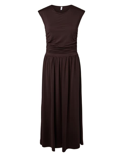 YAS Midi dress in coffee bean brown, 5 of 6