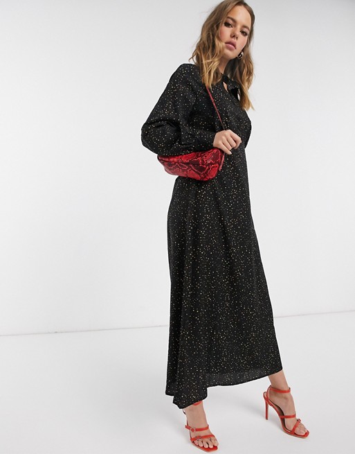 Y.A.S maxi dress in black abstract spot print