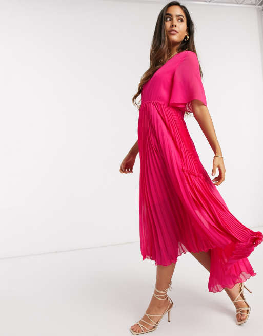 Asos pink 2025 pleated skirt dress