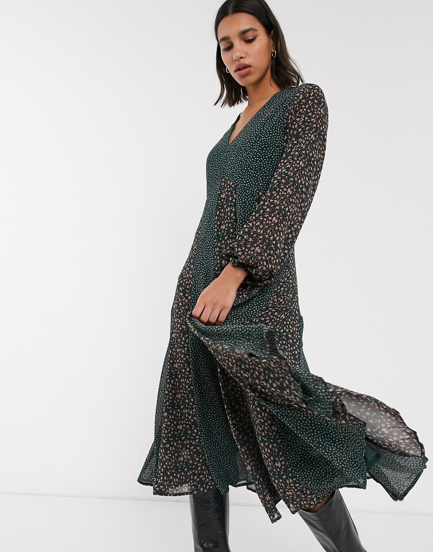 Y.A.S - Midi-jurk met fijne bloemenprint-Multi