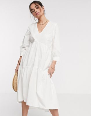 white midi smock dress