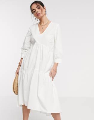 white midi smock dress