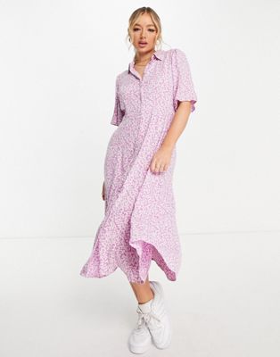 Y.A.S midi shirt dress in lilac floral