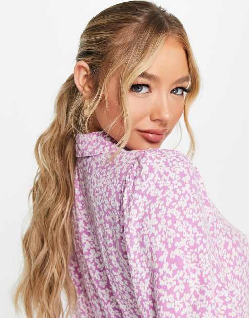 Y.A.S midi shirt dress in lilac floral, 2 of 4