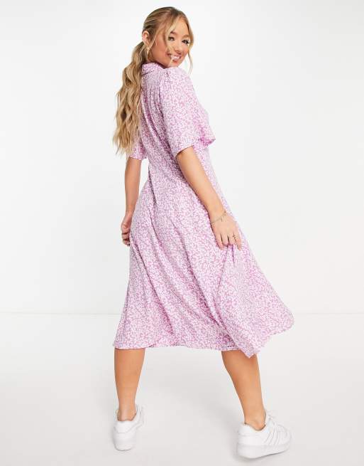 Y.A.S midi shirt dress in lilac floral, 3 of 4