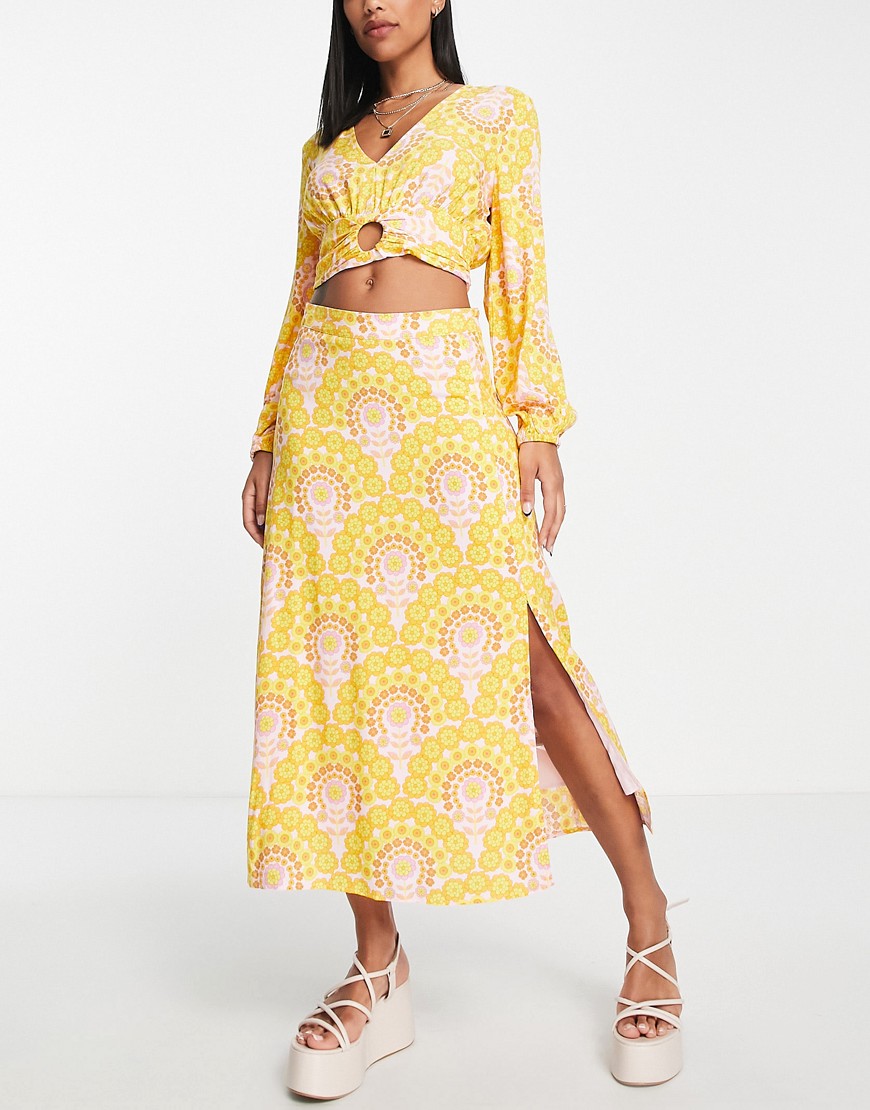 Y. A.S midi skirt co-ord with ring detail in yellow