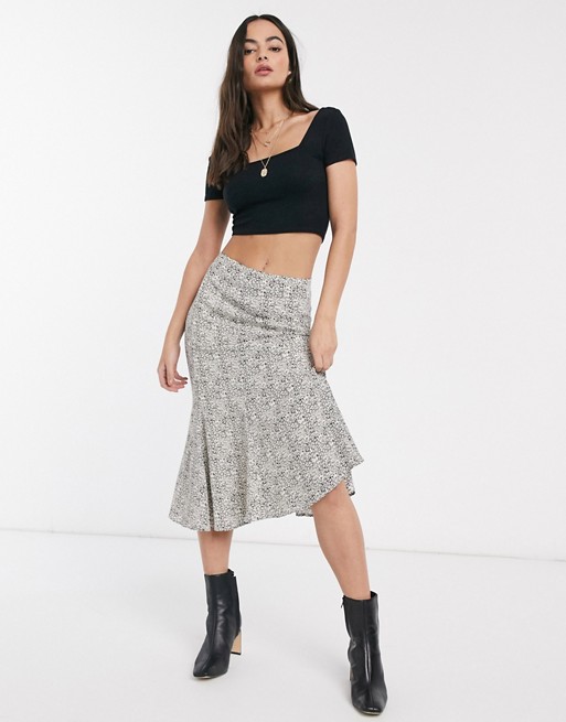 Y.A.S midi skirt with peplum in ditsy floral