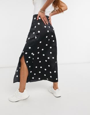 polka dot split skirt