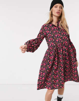 burgundy smock dress