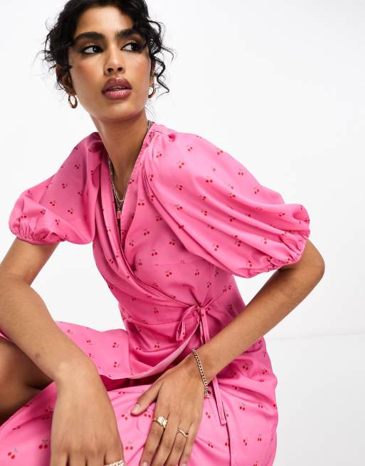 Zara pink shop wrap dress