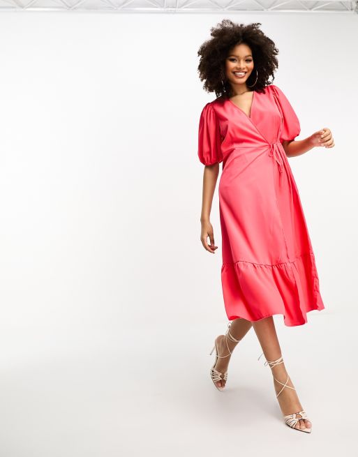 Asos red wrap clearance dress