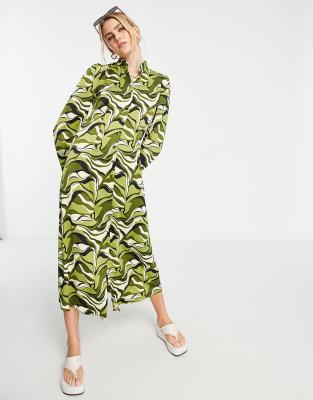 Y. A.S - Midikleid mit Wellenmuster-Bunt