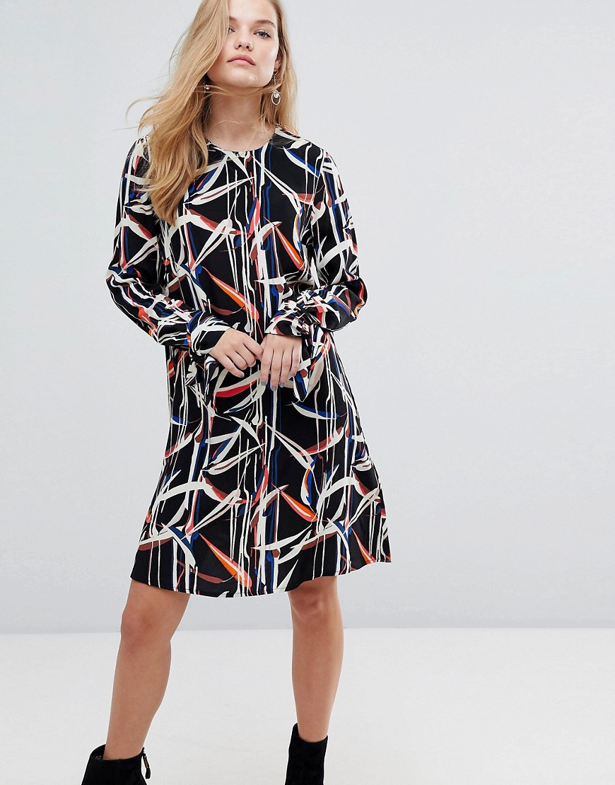 Y.A.S - Mini-jurk met gestrikte mouwen en grafische print-Multi