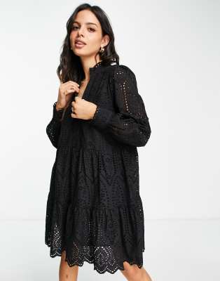broderie jurk zwart